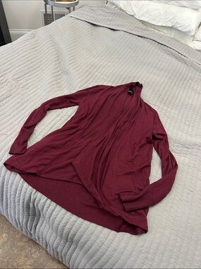 Athleta Open-Front Draped Cardigan in Burgundy